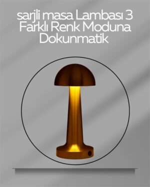USB Şarjlı Dokunmatik LED Masa Lambası – 3 Renk Modu & Dimmer