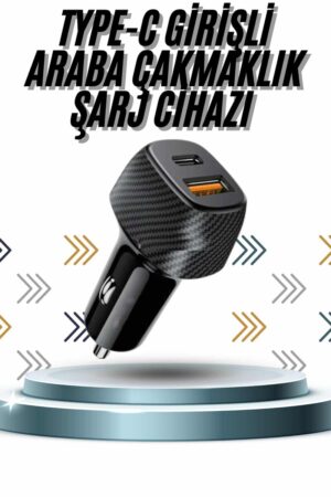 Hızlı Oto Şarj Cihazı 38W Çift Girişli HIzlı Şarj Oto Çakmaklık Type-C
