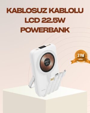 Manyetik Kablosuz Powerbank 22.5W Hızlı Şarj LCD Ekranlı