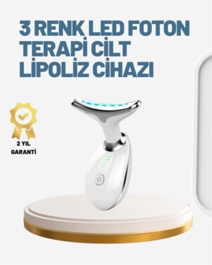 Cilt Yenileyici Şarjlı Güzellik Aleti – Pozitif/Negatif İyon Titreşimli Masaj ve Kırmızı-Mavi-Yeşil Işıkla