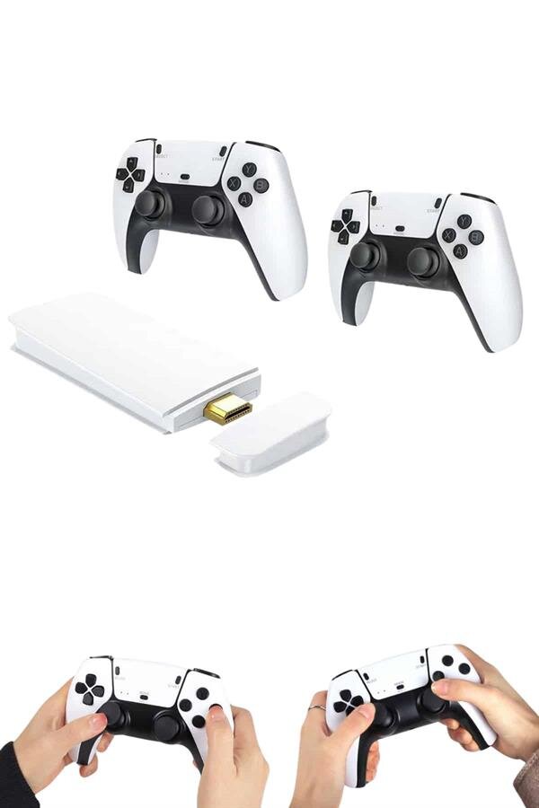 4K HD Görüntü Kaliteli Retro Game Stick 20000 Oyunlu Çift Kollu Beyaz Game Stick