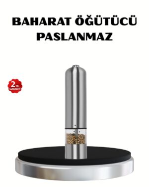 Modern Otomatik Baharat Öğütücü Seti – Pilli Paslanmaz Çelik LED Aydınlatmalı