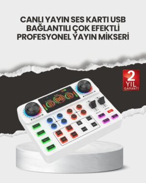 Çok Efektli Canlı Yayın Ses Mikseri USB ve Kablosuz UyumluÇok Efektli Canlı Yayın Ses Mikseri USB ve Kablosuz Uyumlu