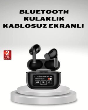 Aktif Gürültü Engelleme (ANC) Kablosuz Bluetooth Kulaklık – Dijital Ekranlı Dokunmatik ve Uzun Pil Ömürlü