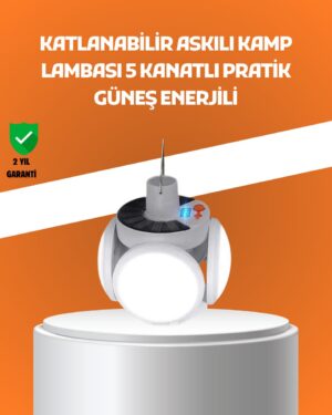 Çok Amaçlı Katlanabilir Güneş Enerjili Kamp Lambası – Masa Üstü ve Asılabilir Kullanım