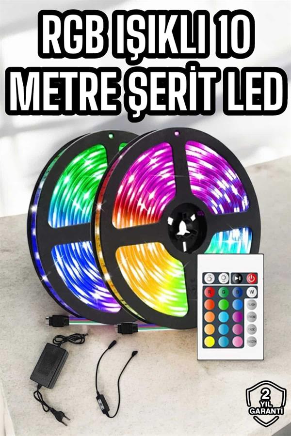Yeni Nesil RGB Işıklı 10Metre Şerit Led Kumandalı Şarj Edilebilir - Görsel 2