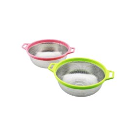 21CM RENKLİ PLASTİK ÇERÇEVE - KULPLU ÇELİK SEPET METAL SÜZGEÇ (K0)