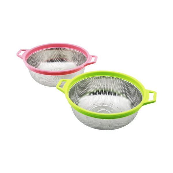 24CM RENKLİ PLASTİK ÇERÇEVE - KULPLU ÇELİK SEPET METAL SÜZGEÇ (K0)