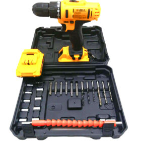24W CORDLES DRILL FULL BIT YELLOW ŞARJLI DARBELİ MATKAP SET ÇANTALI (K0)