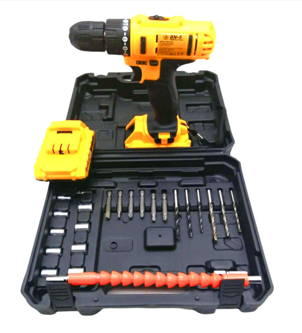 24W CORDLES DRILL FULL BIT YELLOW ŞARJLI DARBELİ MATKAP SET ÇANTALI (K0)