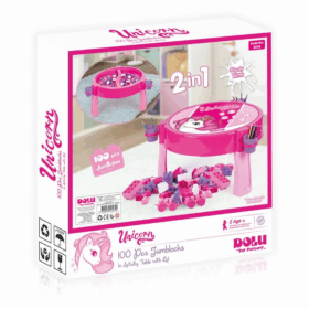 Çocuk 2572 Unicorn 100 Parça Bloklu Aktivite Masası -Dolu