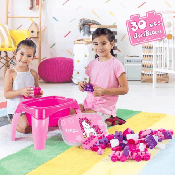 2598 Unicorn Aktivite Masası 30 Parça Blok Seti -Dolu - Görsel 4