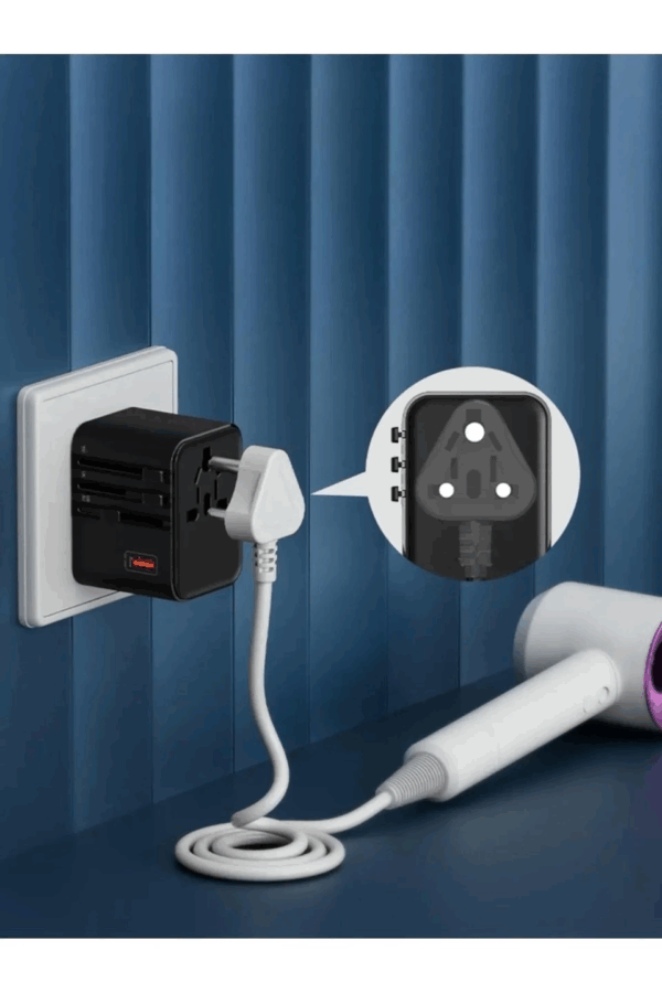 25w Evrensel Seyahat Adaptörü, Eu/us/uk/au Priz Dönüştürücü, 1x Usb, 2x Type-c Hızlı Şarj - Görsel 2