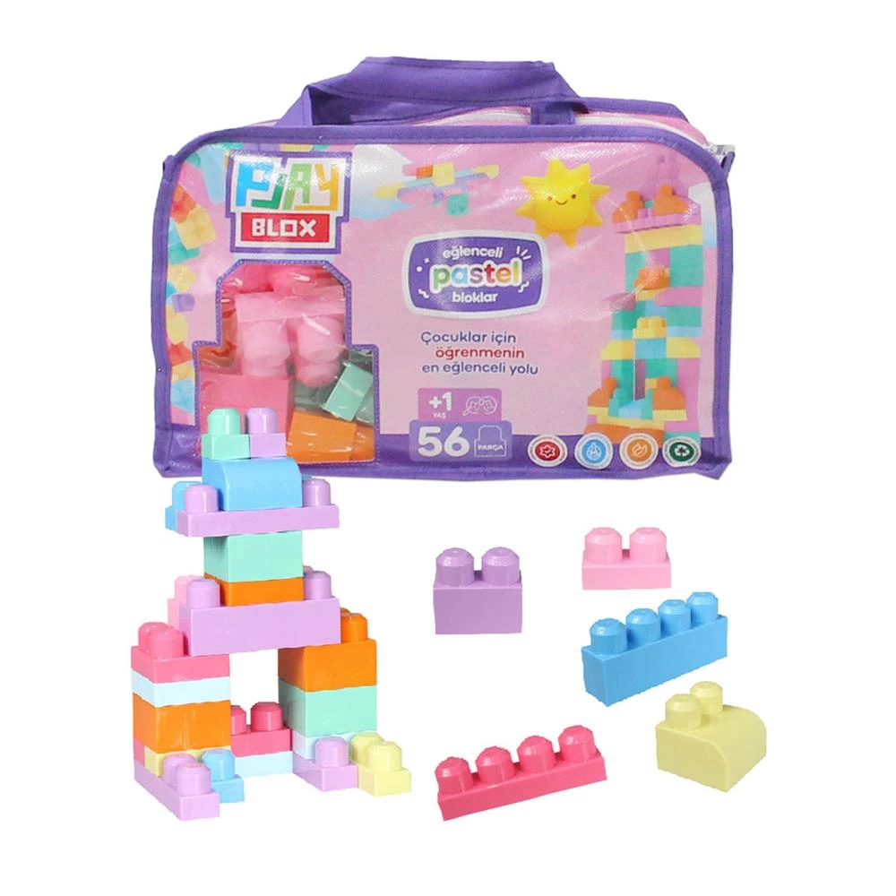 Çocuk 2915 Play Blox Pastel Blok Yapı Oyuncakları 56 Parça ,Saklama Çantalı ,1 Yaş ve Üzeri - Görsel 4
