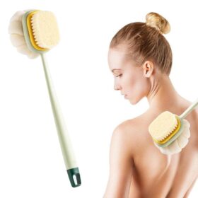 2&amp;apos;si 1 Arada Çift Taraflı Uzun Saplı Fırçalı Banyo Vücut Sırt Fırçası Banyo Lifi (K0)