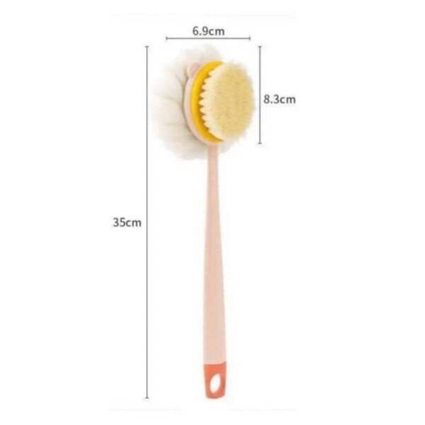 2&amp;apos;si 1 Arada Çift Taraflı Uzun Saplı Fırçalı Banyo Vücut Sırt Fırçası Banyo Lifi (K0) - Görsel 4