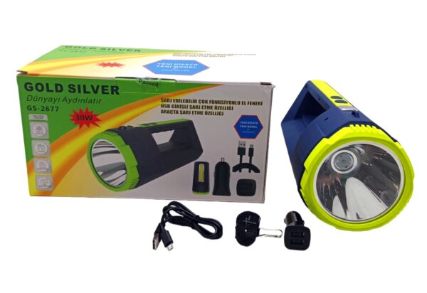 2İN1 30W - 10W COB LED USB - OTO ŞARJLI EL FENERİ PROJEKTÖR (K0)