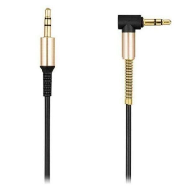 3.5 Mm Metal Başlıklı Erkek/Erkek L Uçlu Jack Girişli Aux Stereo Ses Aktarma Kablosu (K0) - Görsel 3
