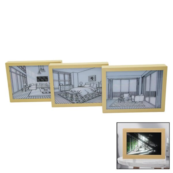 3 BOYUTLU - 15X20CM LED IŞIKLI MİNİ TABLO USB BAĞLANTILI - AYAR ANAHTARLI (K0)