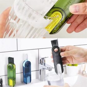 3 Fonksiyonlu Pratik Şişe Temizleme Fırçası Mutfak Banyo Araç İçin Çok Amaçlı Fırça (K0)