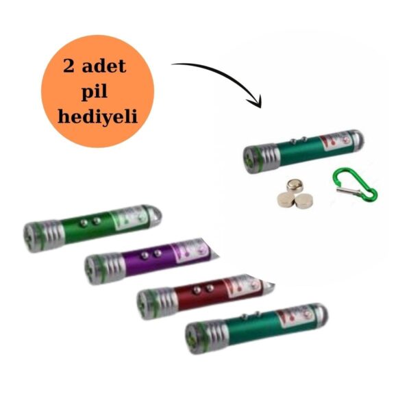 3 Fonksiyonlu Kırmızı Beyaz Işıklı Led Lazer Kedi Köpek Oyuncak Anahtarlık (K0) - Görsel 4