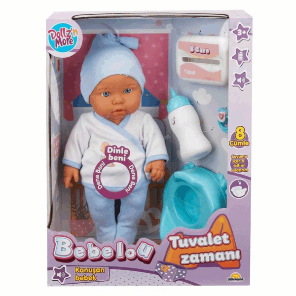 Çocuk 30011 Bebelou Tuvalet Zamanı Sesli Bebek Seti 35 cm -Sunman