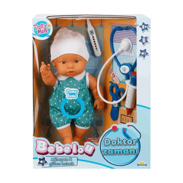 Çocuk 30111 Bebelou Doktor Zamanı Sesli Bebek Seti 35 cm -Sunman - Görsel 2