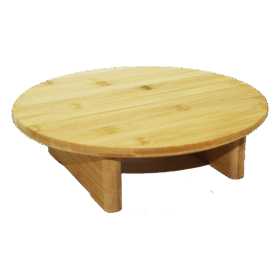 30CM - YUVARLAK BAMBU - AYAKLI AHŞAP KESİM TAHTASI PANO (K0)