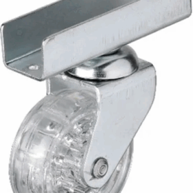 327 - 50x20 Mm Şeffaf Makaralı Uzun U Tablalı Teker 4 Adet