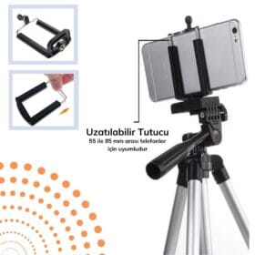 360 Derece Ayarlanabilir Katlanabilir Profesyonel Çekime Uygun 65 cm Ayaklı Tripod (K0)