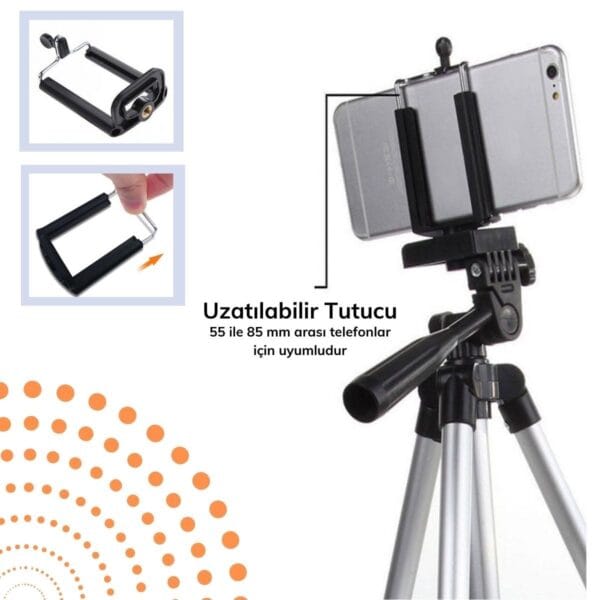 360 Derece Ayarlanabilir Katlanabilir Profesyonel Çekime Uygun 65 cm Ayaklı Tripod (K0) - Görsel 2