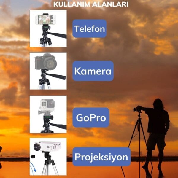 360 Derece Ayarlanabilir Katlanabilir Profesyonel Çekime Uygun 65 cm Ayaklı Tripod (K0) - Görsel 5