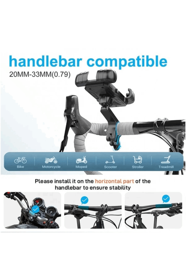 360° Derece Ayarlanabilen Gidon Bağlantılı Bisiklet Motosiklet İçin Abs 4-7.8″ İnç Telefon Tutucu - Görsel 6
