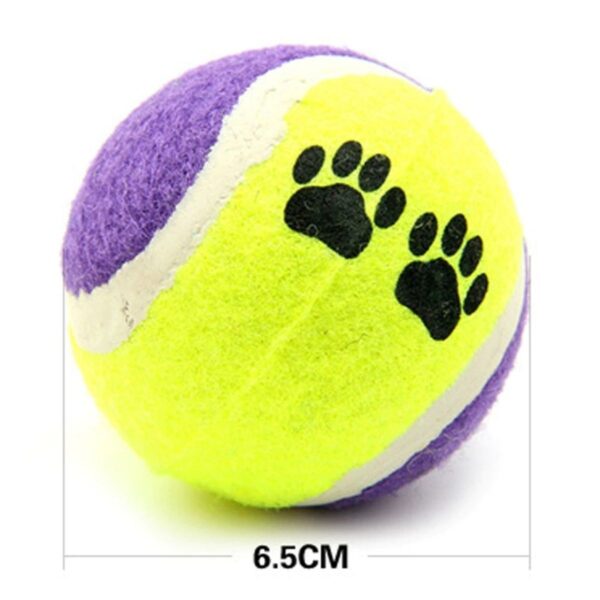 3&amp;apos;lü Renkli Desenli Tenis Topu Kedi Köpek Oyuncağı (K0) - Görsel 4