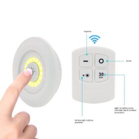 3&amp;apos;lü Uzaktan Kumandalı Pilli Yapışkanlı Kablosuz Led Spot Lambalar (K0)