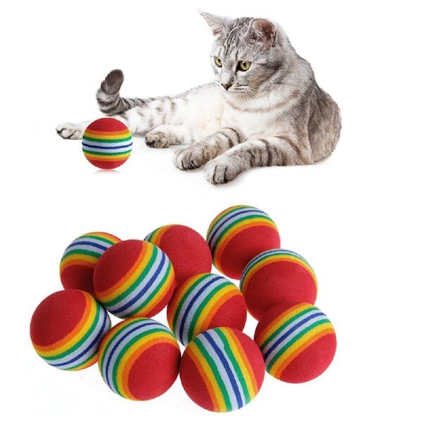 3lü Gökkuşağı Sünger Kedi Köpek Çiğneme Oyun Topu 4,2 cm (K0) - Görsel 2