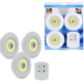 3lü Uzaktan Kumandalı Yapışkanlı Kablosuz Led Spot Lambalar (K0)