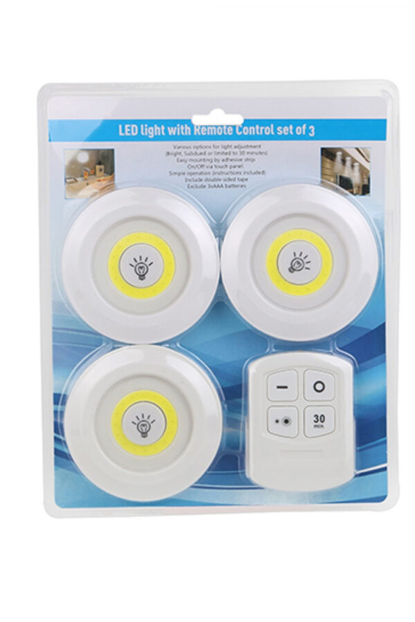 3lü Uzaktan Kumandalı Yapışkanlı Kablosuz Led Spot Lambalar (K0) - Görsel 4