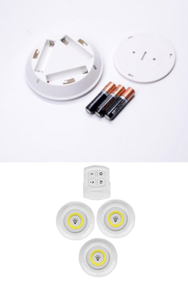 3lü Uzaktan Kumandalı Yapışkanlı Kablosuz Led Spot Lambalar (K0) - Görsel 5