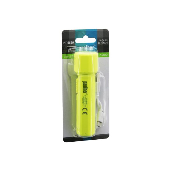 3W   USB ŞARJLI   MİNİ  EL FENERİ  2 MOD IŞIK - MAX: 500 LUMEN - 500 mAh PİL PT-6899 (K0)