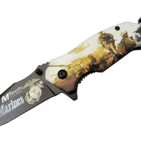 4 23 2 Marines Kurtarma / Kamp Çakı 20cm - Yarı Otomatik, Kemerlikli, Cam Kırma Ve İp Kesme Aparatlı