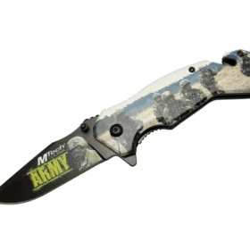 4 23 3 Army Kurtarma / Kamp Çakı 20cm - Yarı Otomatik, Kemerlikli, Cam Kırma Ve İp Kesme Aparatlı