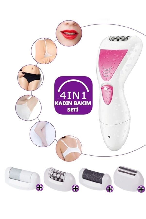 4 In 1 Su Geçirmez Epilasyon Aleti Epilatör Cihazı Tüy Alma Makinesi Topuk Törpüsü (K0) - Görsel 3