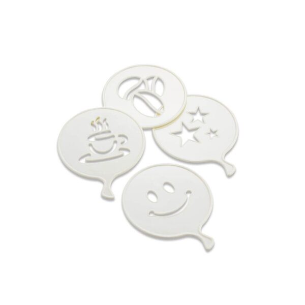 4 PCS SÜSLEME ŞABLONU PLASTİK KAHVE FİNCAN - YILDIZ - GÜLEN YÜZ - PALYAÇO (K0)