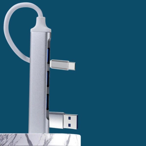 4 Port&amp;apos;lu Bağlantı İstasyonu Ultra İnce USB Bölücü TYPE-C tipi Çoklu Arayüz Adaptörü Multi Usb Çoklayıcı (K0) - Görsel 4