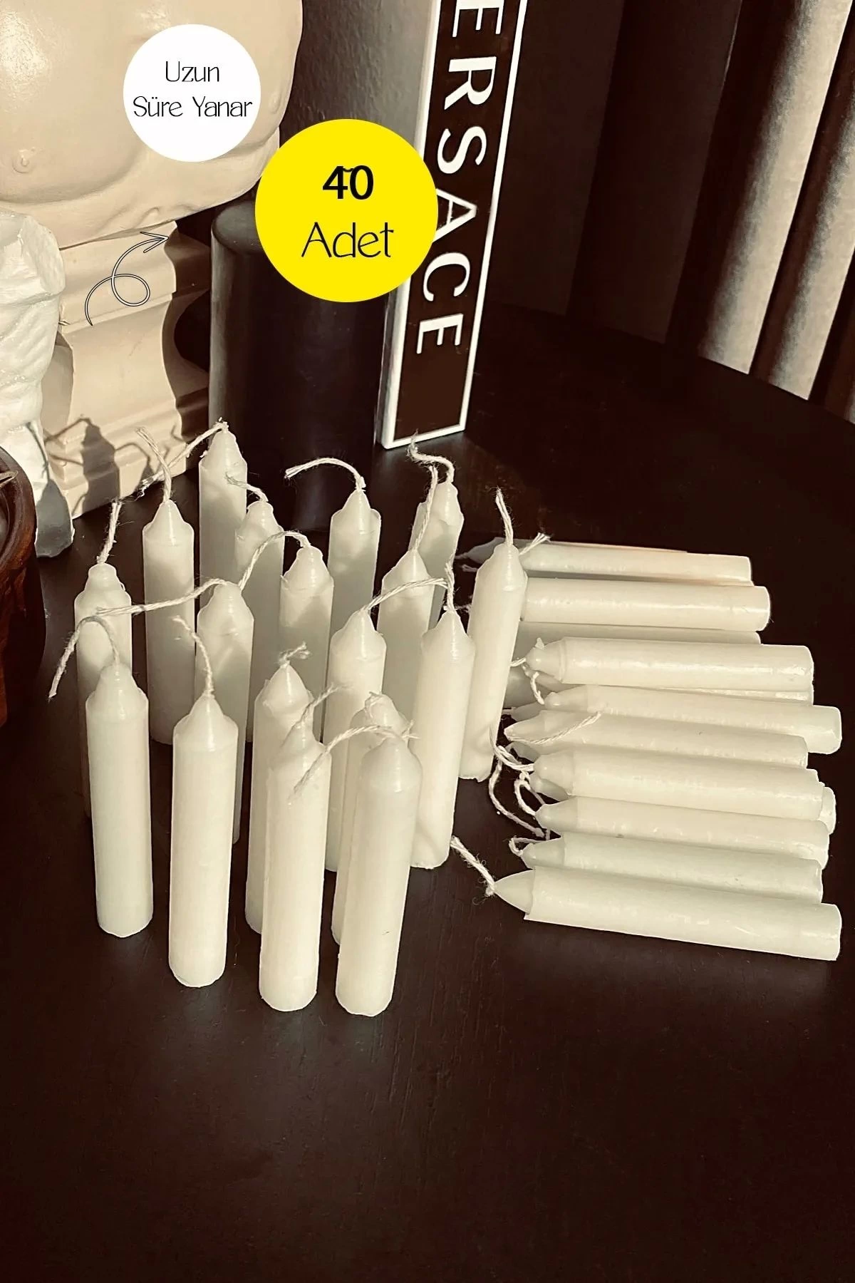 40 Adet Mum Bakkal Mumu ( 10 Cm ) Beyaz Bakkal Mumu Dilek Mumu Büyük Mum Beyaz Mum 40 Adet