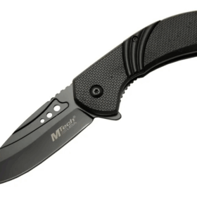 4212 Siyah Kamp Çakı 20cm- Yarı Otomatik, Kemerlikli, Oluklu