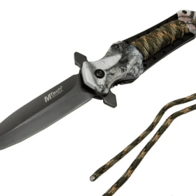 4266 Siyah Kamp Çakı 21cm - Yarı Otomatik, İpli, Kemerlikli
