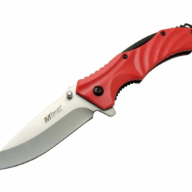 4312 Kırmızı Kamp Çakı 20cm - Yarı Otomatik, Kemerlikli