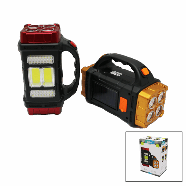 4IN140LED - COB LED SARI - BEYAZUSB ŞARJLI SOLAR EL FENERİ - POWERBANK (K0)